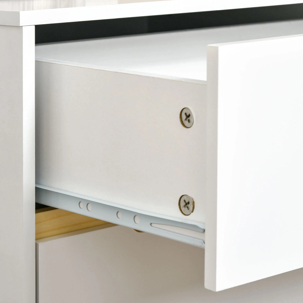 EasyComfort Comodino Moderno con 2 Cassetti in Truciolato e Gambe in Legno di Pino, 50Lx40Px50.5A cm, Bianco