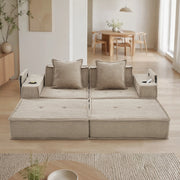 DIVANO Modulare 162x78x66 cm Tessuto a coste Kaki con 2 cuscini