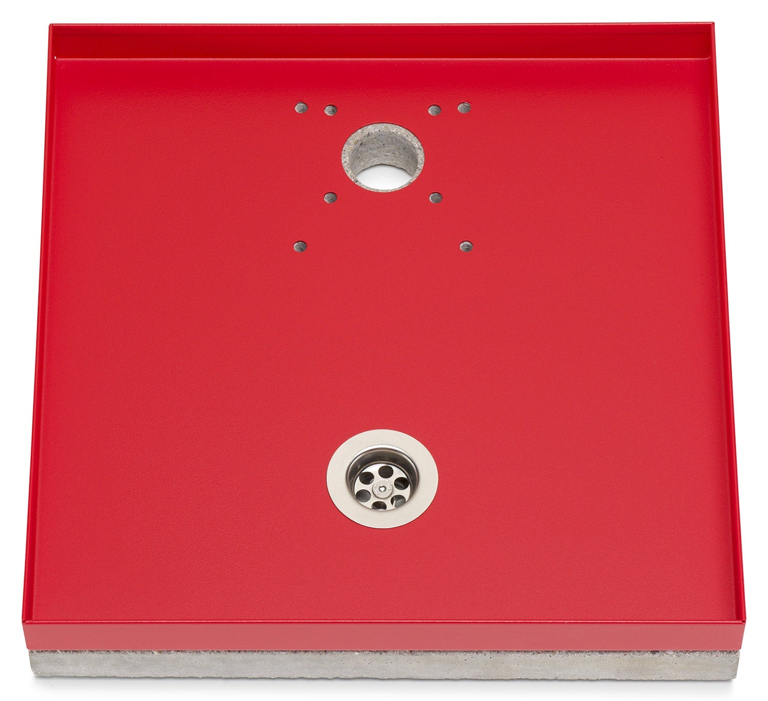 Base Portaciottolo per Fontane 40x40x8 cm in Metallo con Base in Cemento Belfer 42/BSE/10 Rosso
