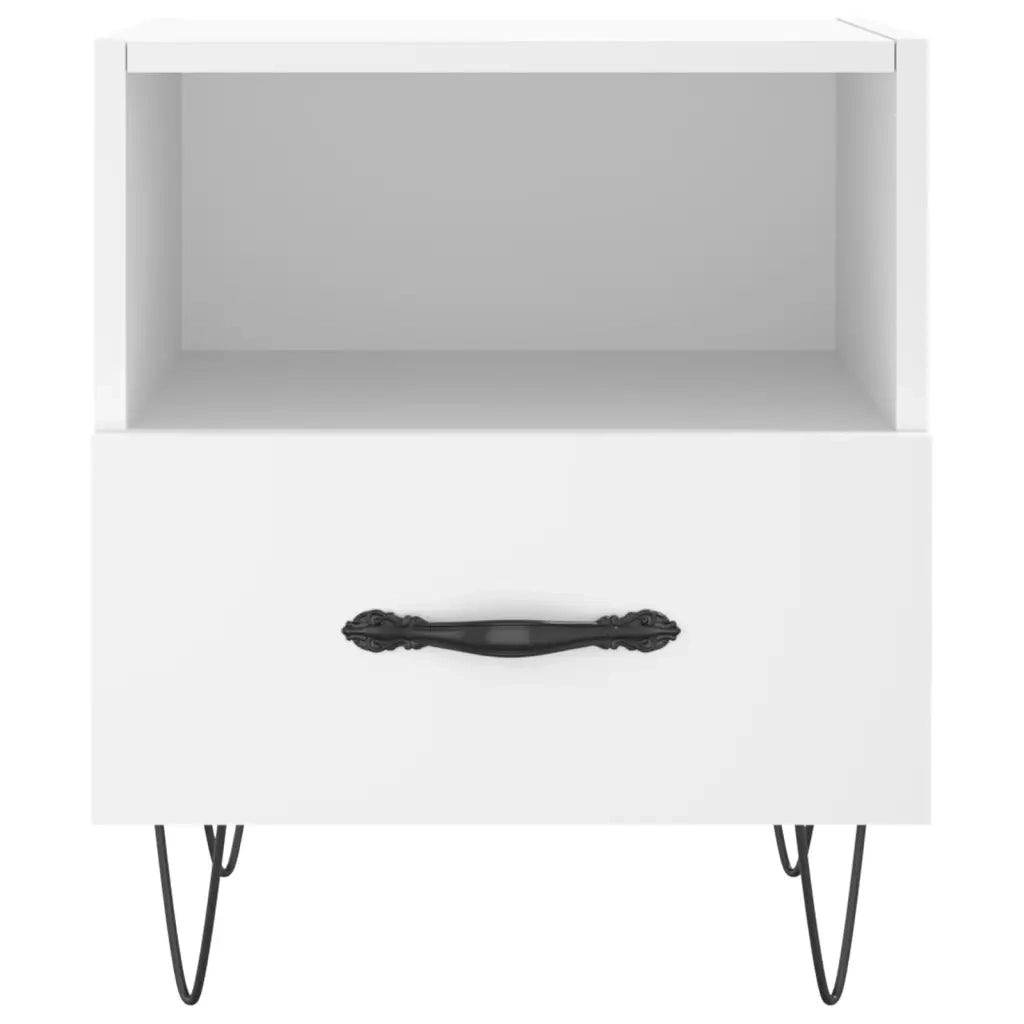Set di 2 Comodini | Armadio da Notte | Mobiletto da notte Bianchi 40x35x47,5 cm in Legno Multistrato