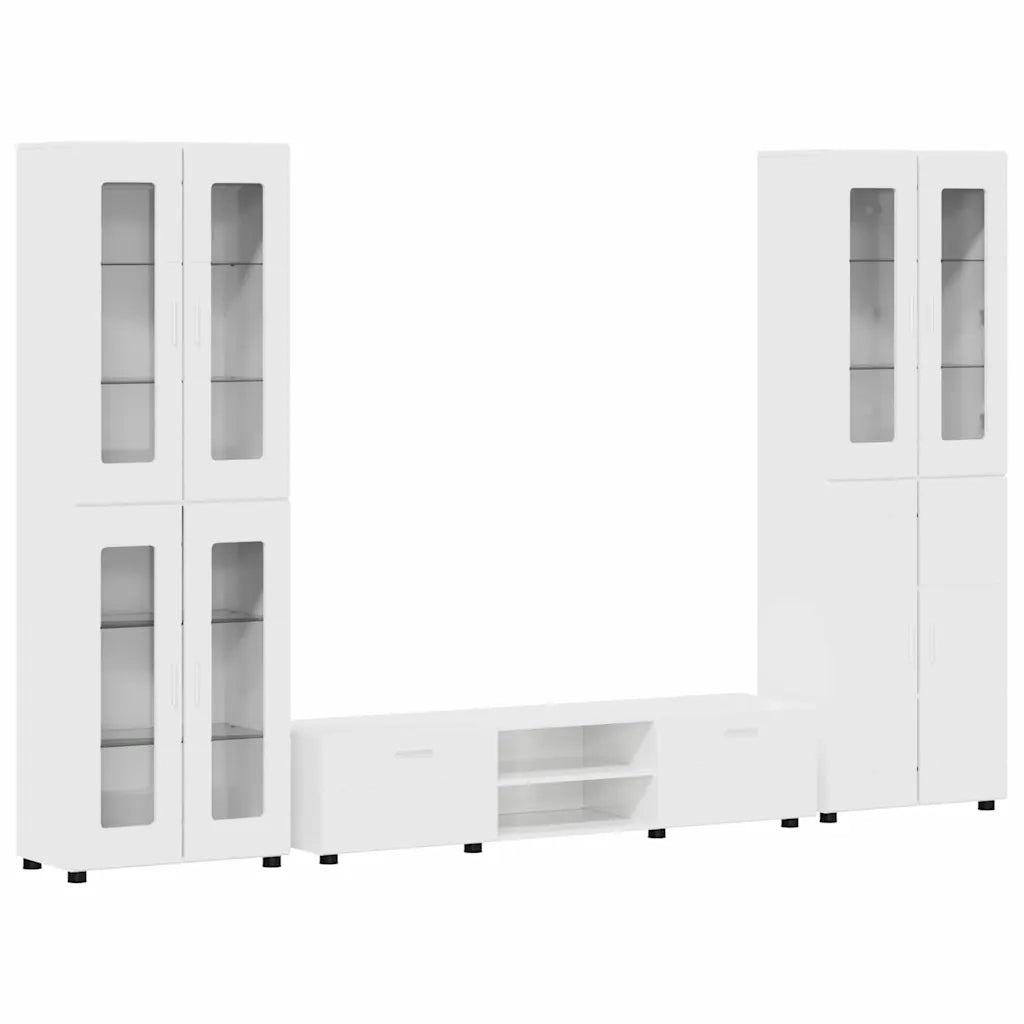 Set mobile TV FLORIN 3 pcs Bianco Lucido Legno multistrato