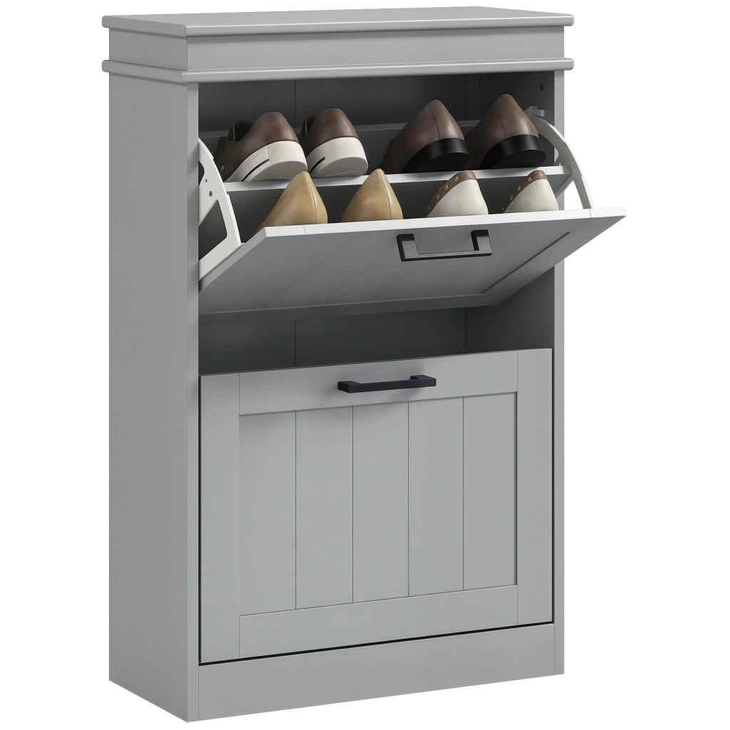 Scarpiera a 2 Ante con Ripiani Regolabili ¨C Zephmum ¨C Grigio 54x24x82.5 cm