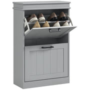 Scarpiera a 2 Ante con Ripiani Regolabili ¨C Zephmum ¨C Grigio 54x24x82.5 cm
