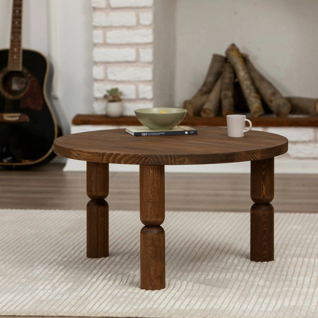 Tavolino da salotto Victorien, Tavolo basso da caffè, Portariviste per divano, Ripiano da soggiorno, 70x70h40 cm, Noce