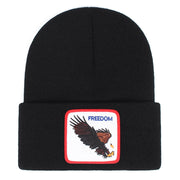 Berretto ricamato FREEDOM con risvolto, lavorato a maglia, colore nero