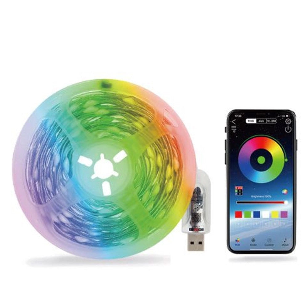 Trade Shop - Striscia Led Rgb5050 Usb 5v Dc Da 5 Mt Con Telecomando Impermeabile Ip65 App Q-dt70 -