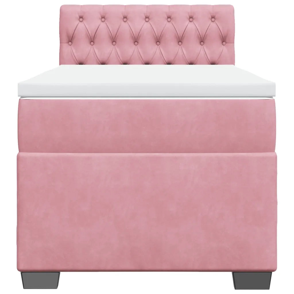 Giroletto a Molle con Materasso Rosa 90x200 cm in Velluto
