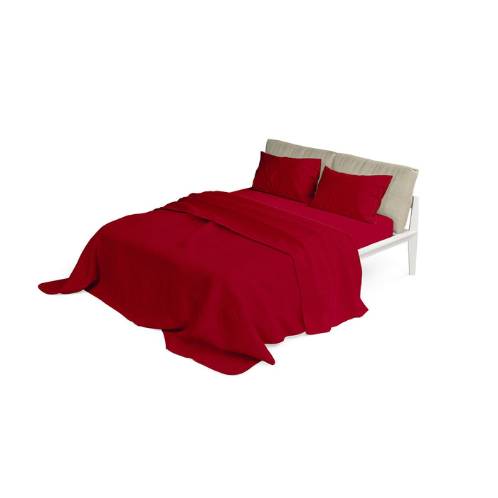 Set Lenzuola Matrimoniale Sopra Sotto e Federe in Raso di Poliestere Bordeaux