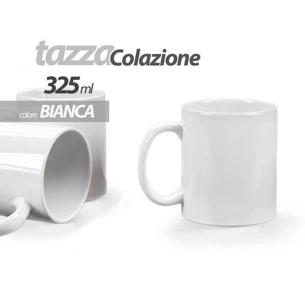 Trade Shop - Tazza Bianca Mug 325ml Latte Caffè Cappuccino Tazzone Colazione Classico 613166 -