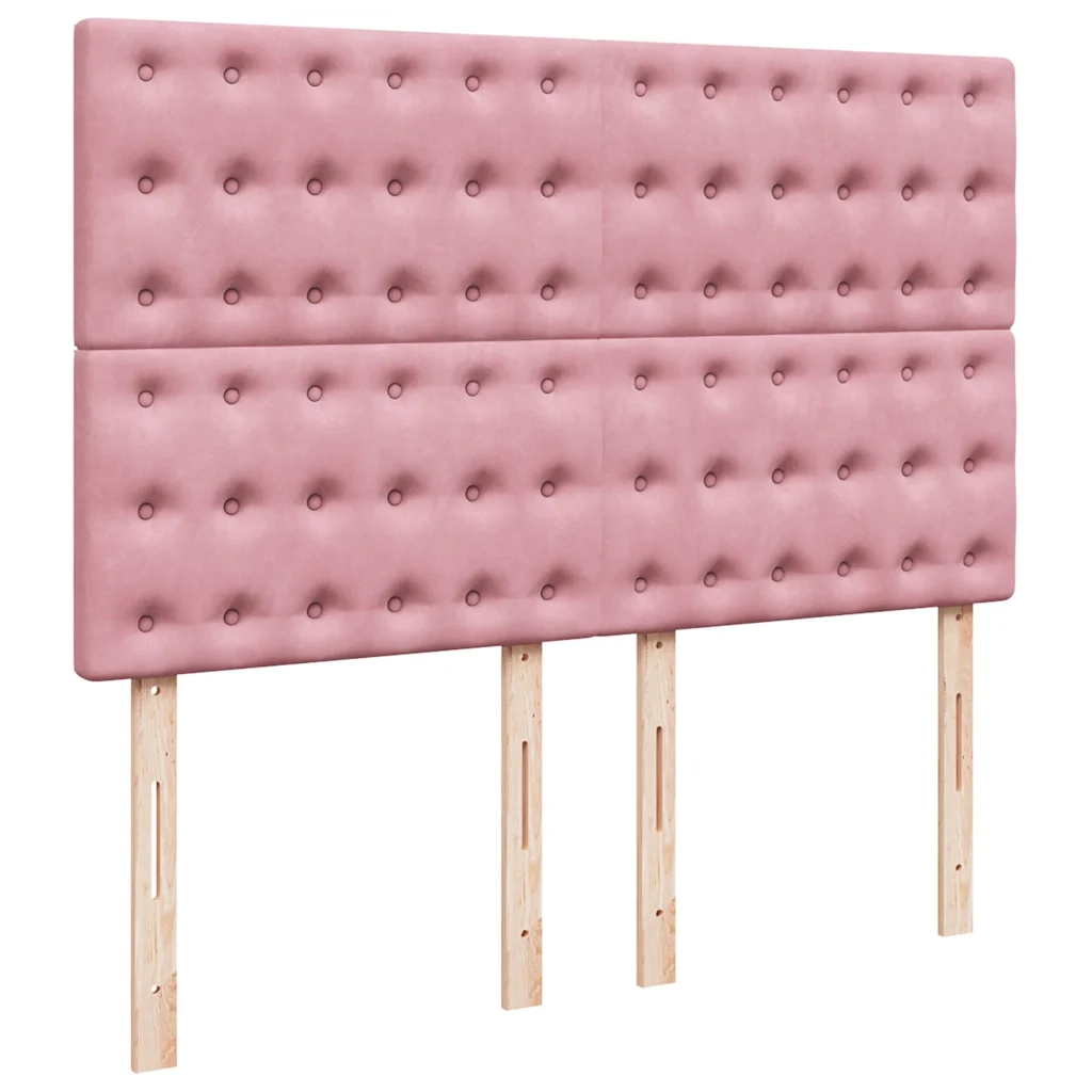 Giroletto a Molle con Materasso Rosa 160x200 cm in Velluto 3292399