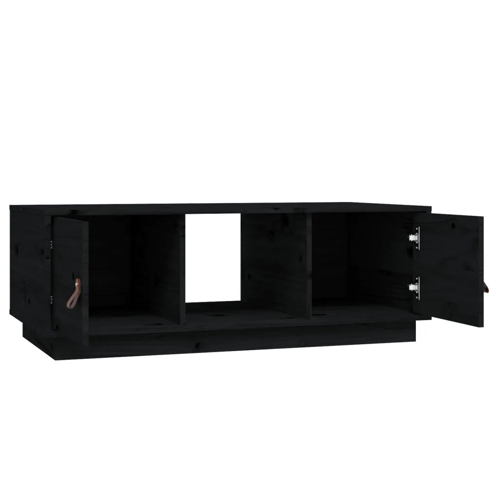 Tavolino da Salotto Nero 100x50x35 cm Legno Massello di Pino 818269