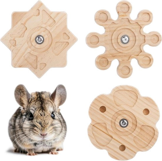 Spezialetto Rotante per Gatti - 3 Stili Giocattolo per Denti in Legno - Casa Animale Interattivo Sospeso Accessorio per Topi Gerbillo Ratto Coniglio - 3st