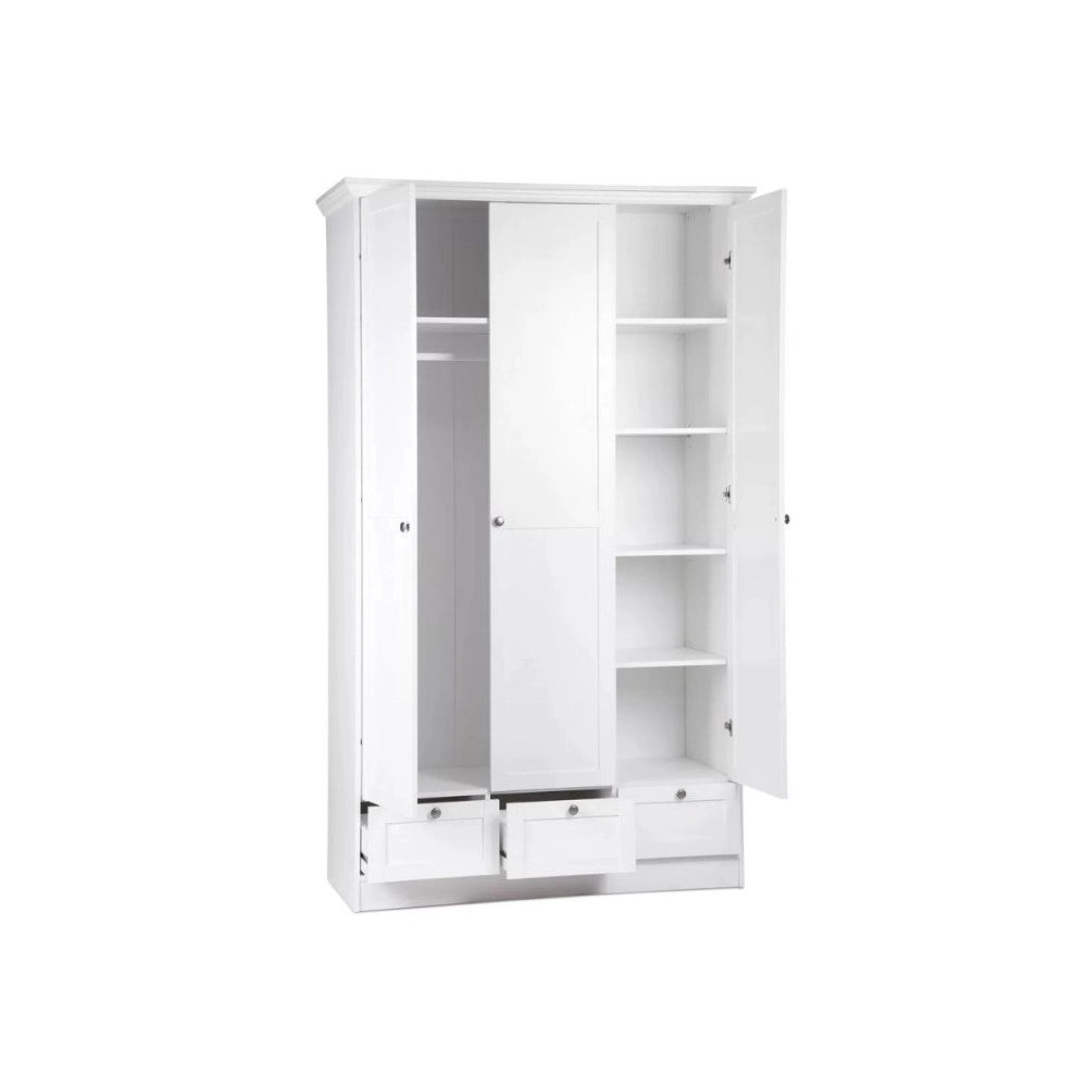Armadio tre ante e tre cassetti Landwood18 colore bianco