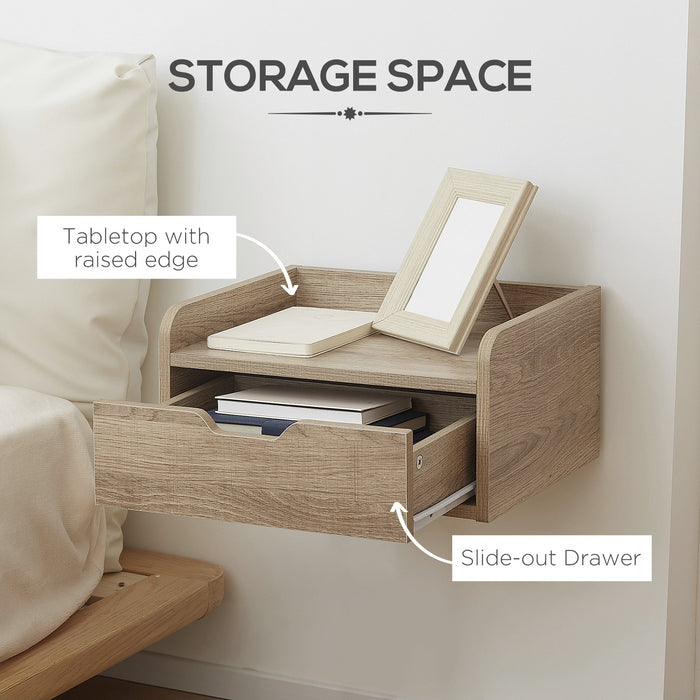 Set 2 Comodini Sospesi 40x30x19,5 cm in Truciolato Naturale