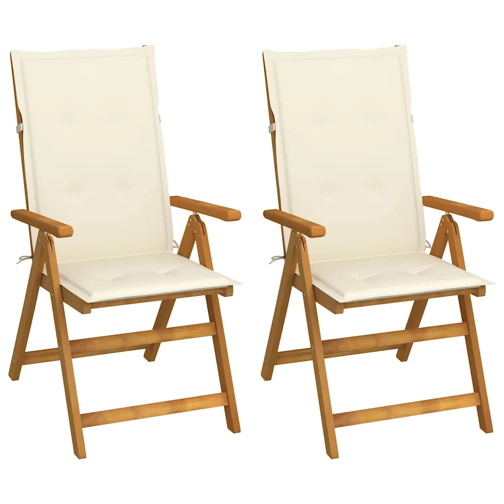 Sedie Reclinabili Pieghevoli 2 pz con Cuscini Massello Acacia 3064061