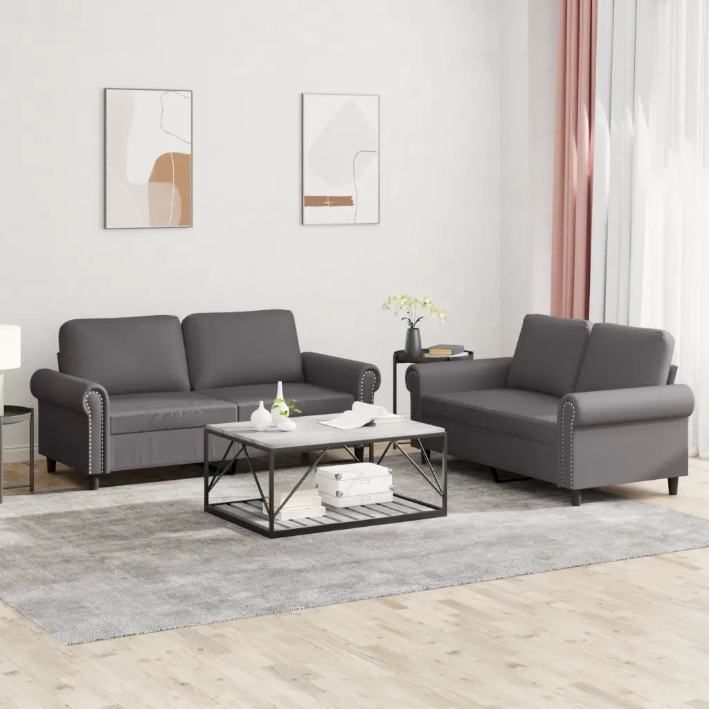 Set di Divani 2 pz con Cuscini Grigio in Similpellecod mxl 107223