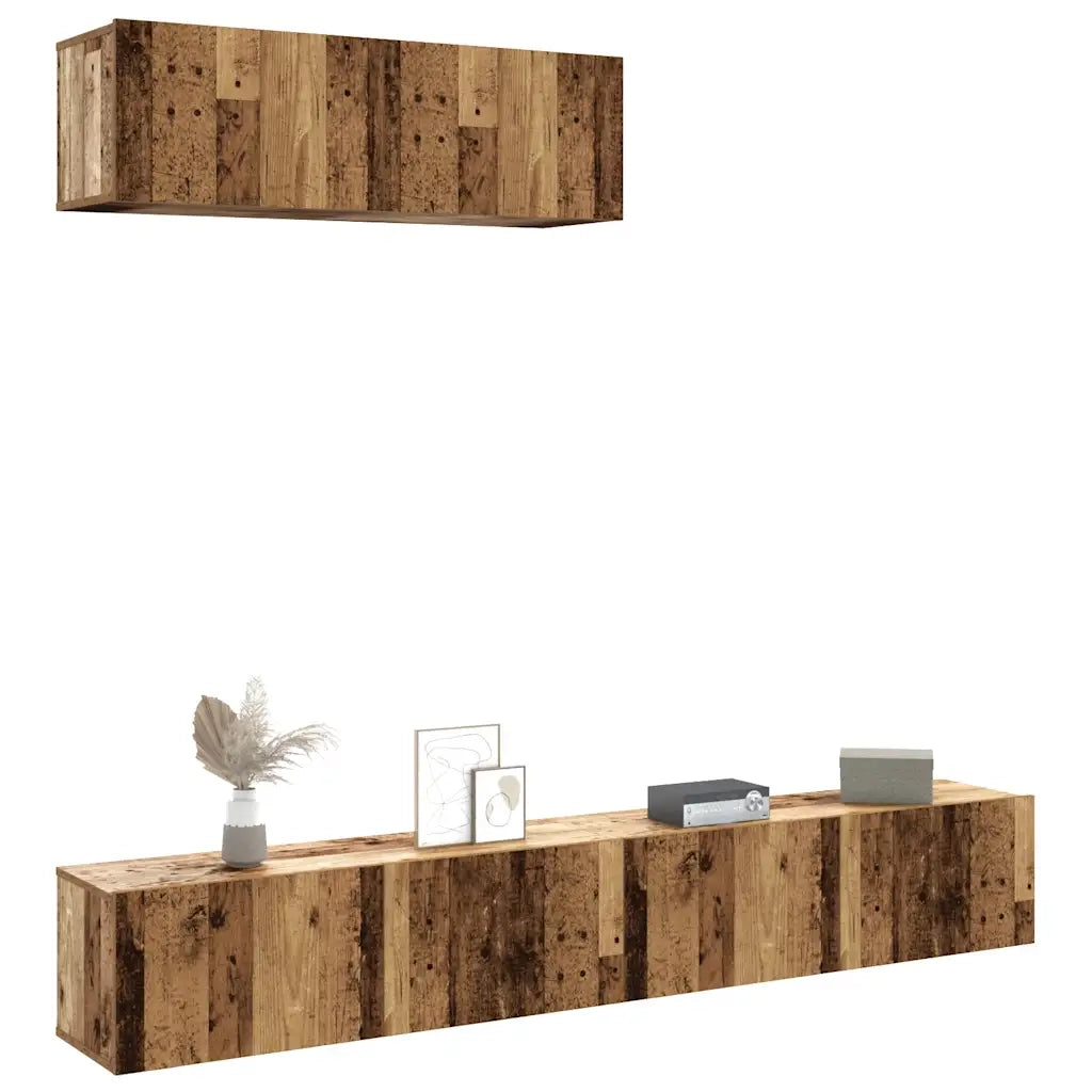 Mobili TV a Parete 3 pz Legno Antico 100x30x30 cm in Truciolato 3329007