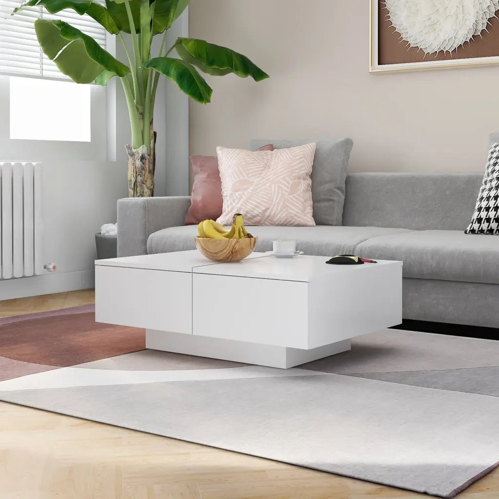 Tavolino da salotto | Tavolino da caff¨¨ | Tavolino da Soggiorno Bianco 90x60x31 cm in Legno Multistrato