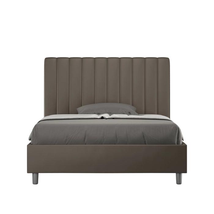 Letto 1 Piazza e Mezzo 120x190 cm con Rete e Contenitore Agueda Cappuccino