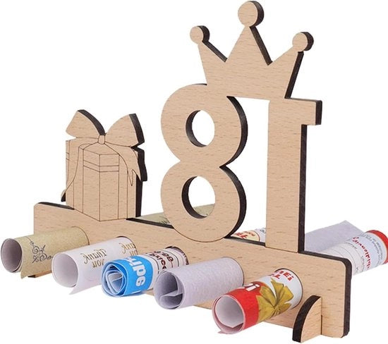 Regalo di compleanno per 18 anni - Idee regalo per ragazzo e ragazza - Dono in legno da 18 euro - Decorazione festiva - Doni in denaro per il 18° compleanno