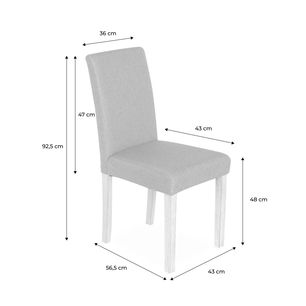 Set 4 sedie in tessuto con gambe in legno, grigio chiaro
