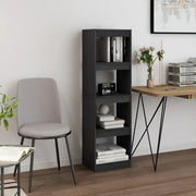 Libreria Divisorio-Scaffale per Libri-Mobile di Stoccaggio Grigio 40x30x135,5 cm Legno Massello di Pino