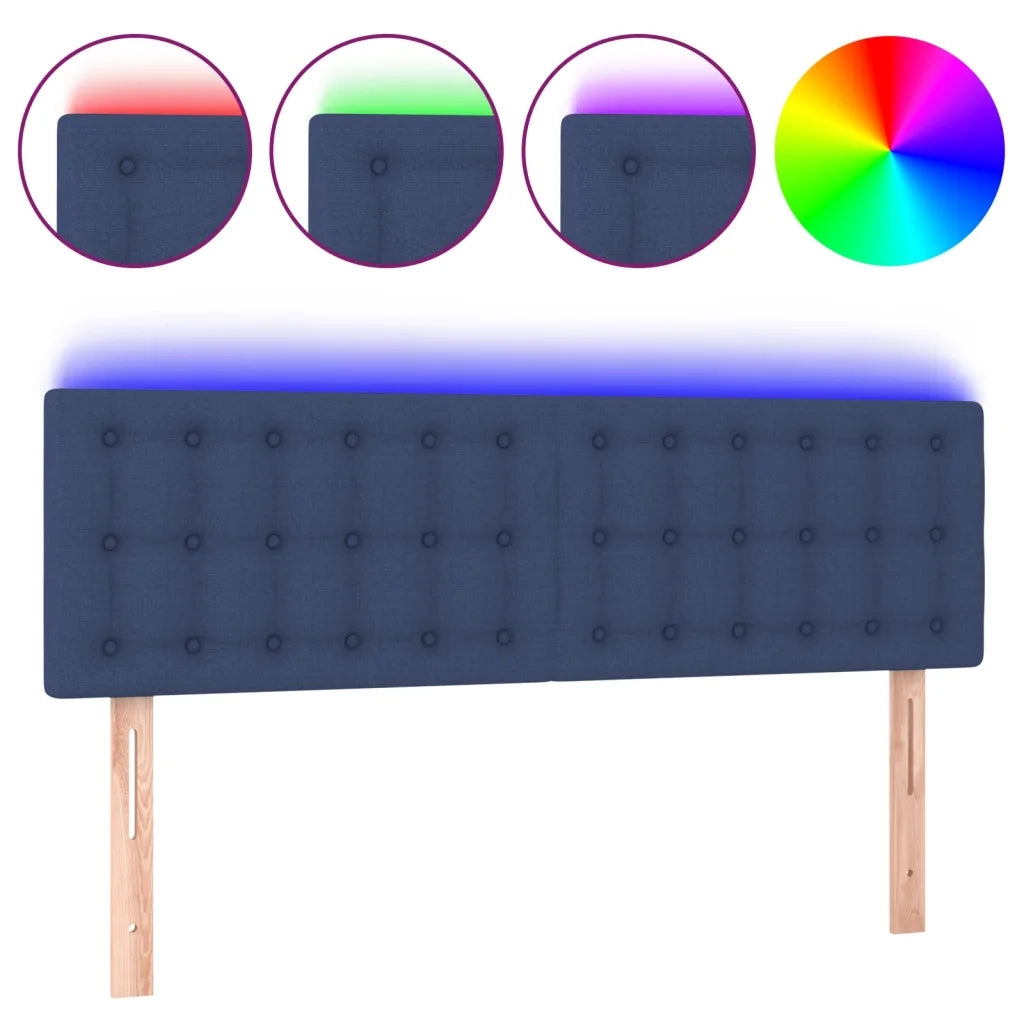 Testiera a LED Blu 144x5x78/88 cm in Tessuto 3122050