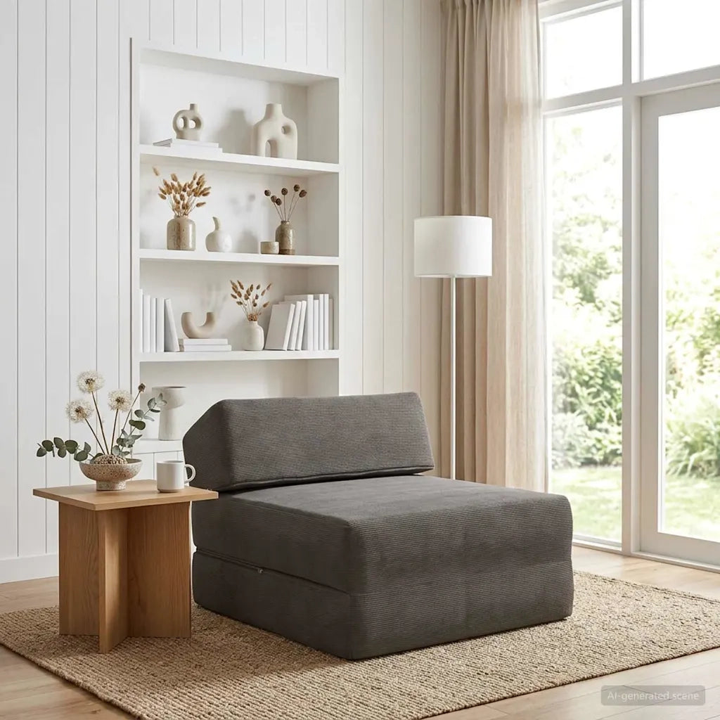 Divano Letto Pieghevole Grigio Chiaro 60 x 70 x 41 cm Tessuto