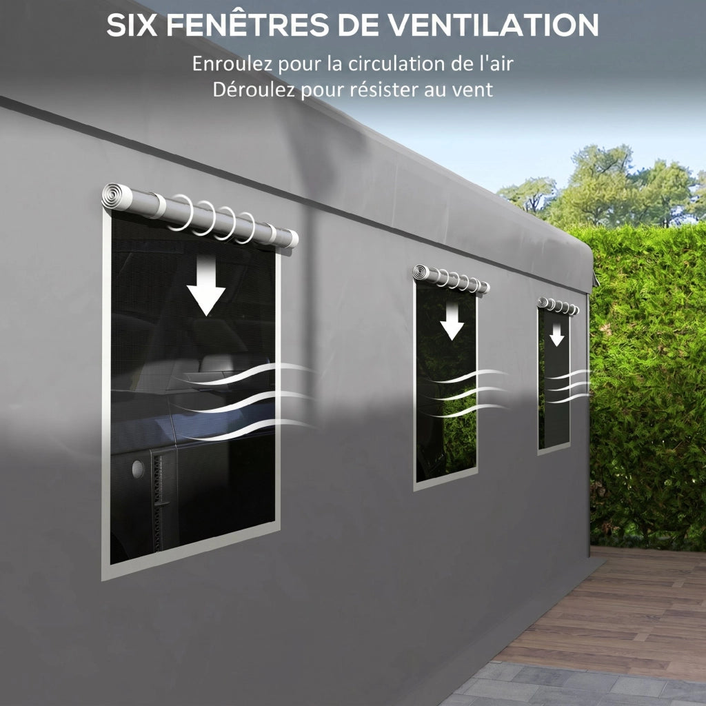 Tenda Garage Carport ¨C Zephmum ¨C 6x2.95x2.78 m Acciaio Grigio