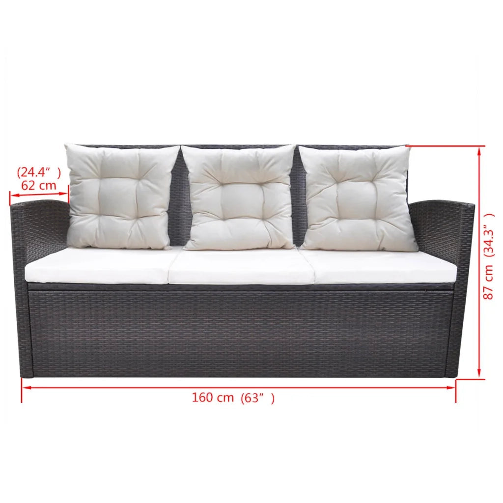 Set da Pranzo da Giardino 6 pz con Cuscini Polyrattan Marrone 42644