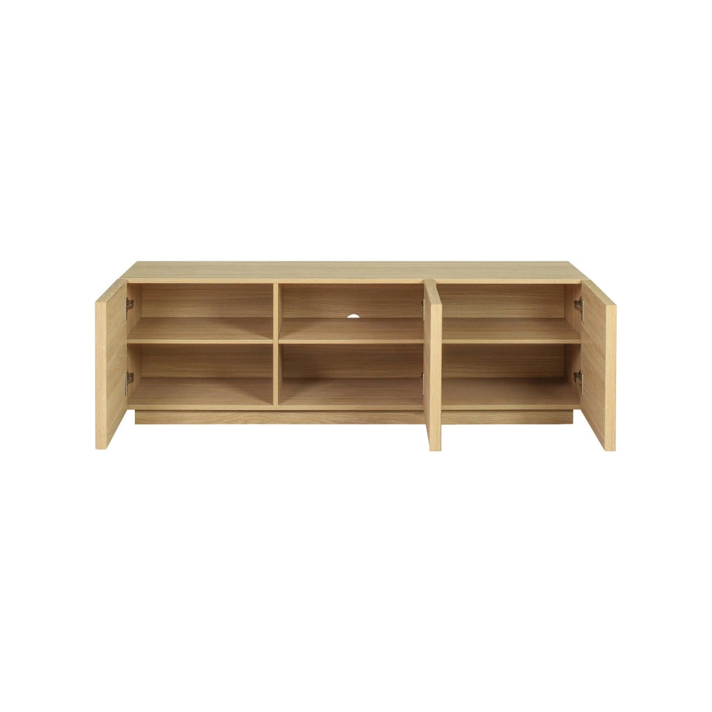 Mobile tv decorativo in legno e tessuto 3 ante, 140 cm, marrone