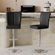 Set 2 sgabelli da bar regolabili girevoli neri e argento