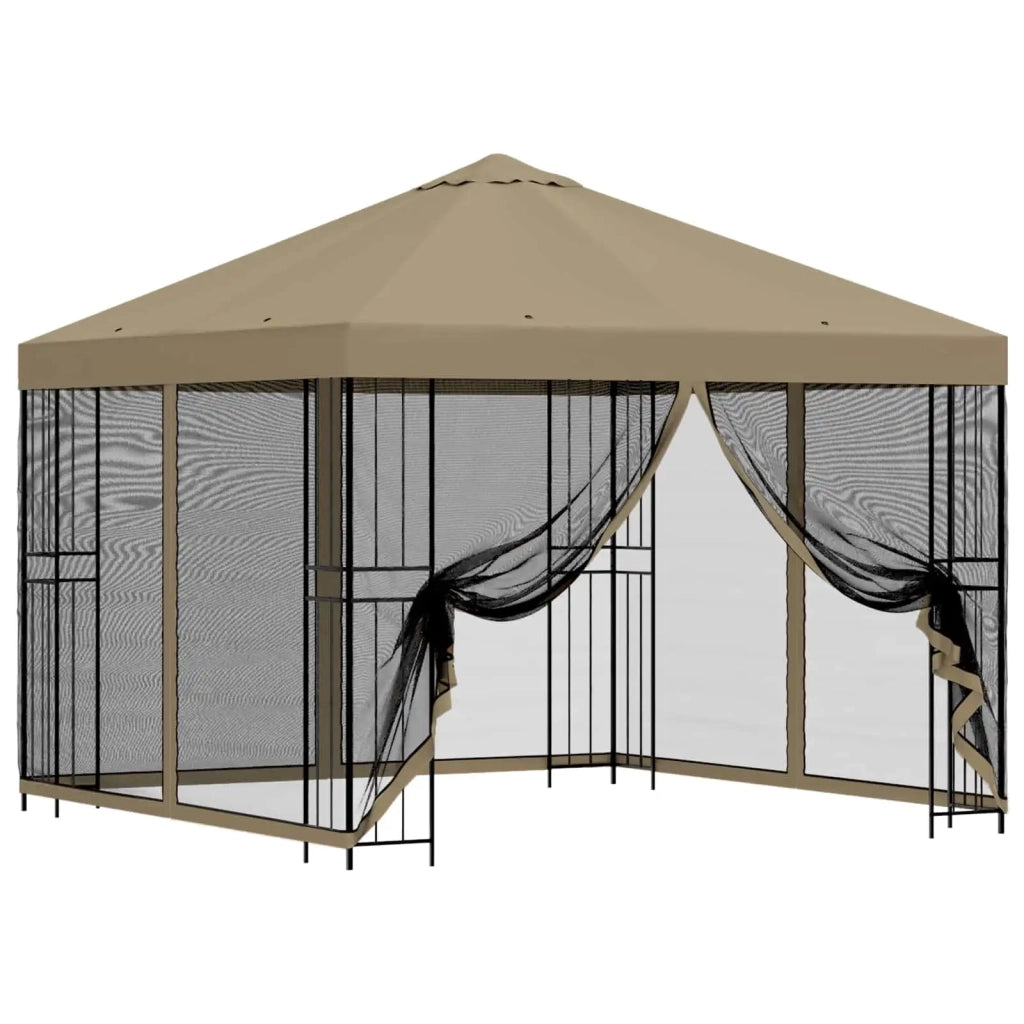 Gazebo | Pergolato da giardino con pareti laterali 3 x 3 m Beige