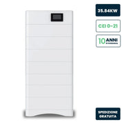 Kit 7 Moduli di Accumulo Impilabili Alta Tensione 35kWh LiFePO4 BMS Integrato, Inclusa Base e Box di Controllo, 100Ah, 358.4V, IP65, CEI 0-21 Garanzia 10 Anni SKU-120027
