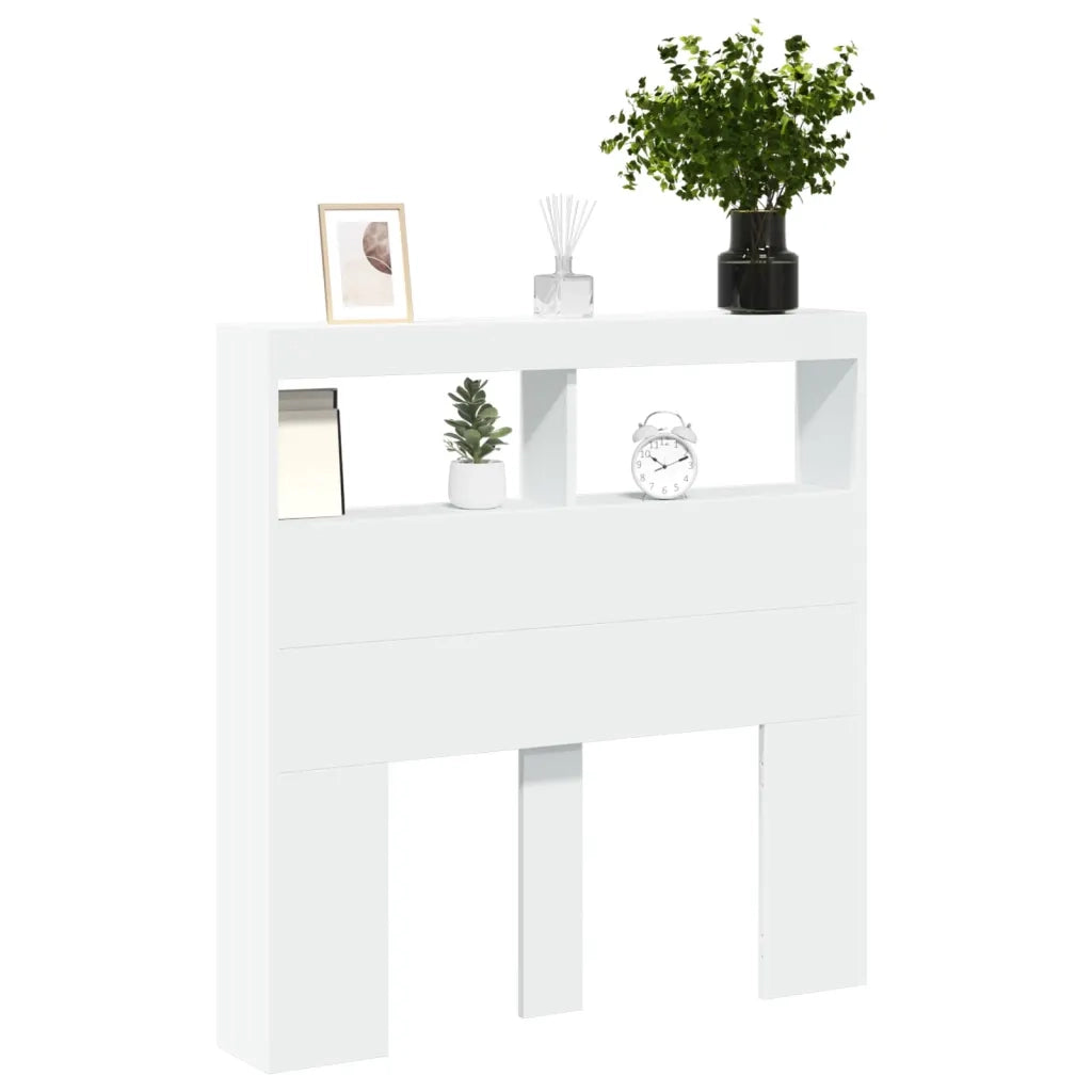 Testiera | Testata con Contenitore a LED Bianca 100x17x102 cm