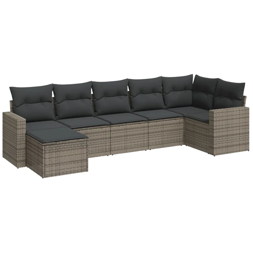 Set Divani da Giardino 7 pz con Cuscini Grigio in Polyrattan 3251617