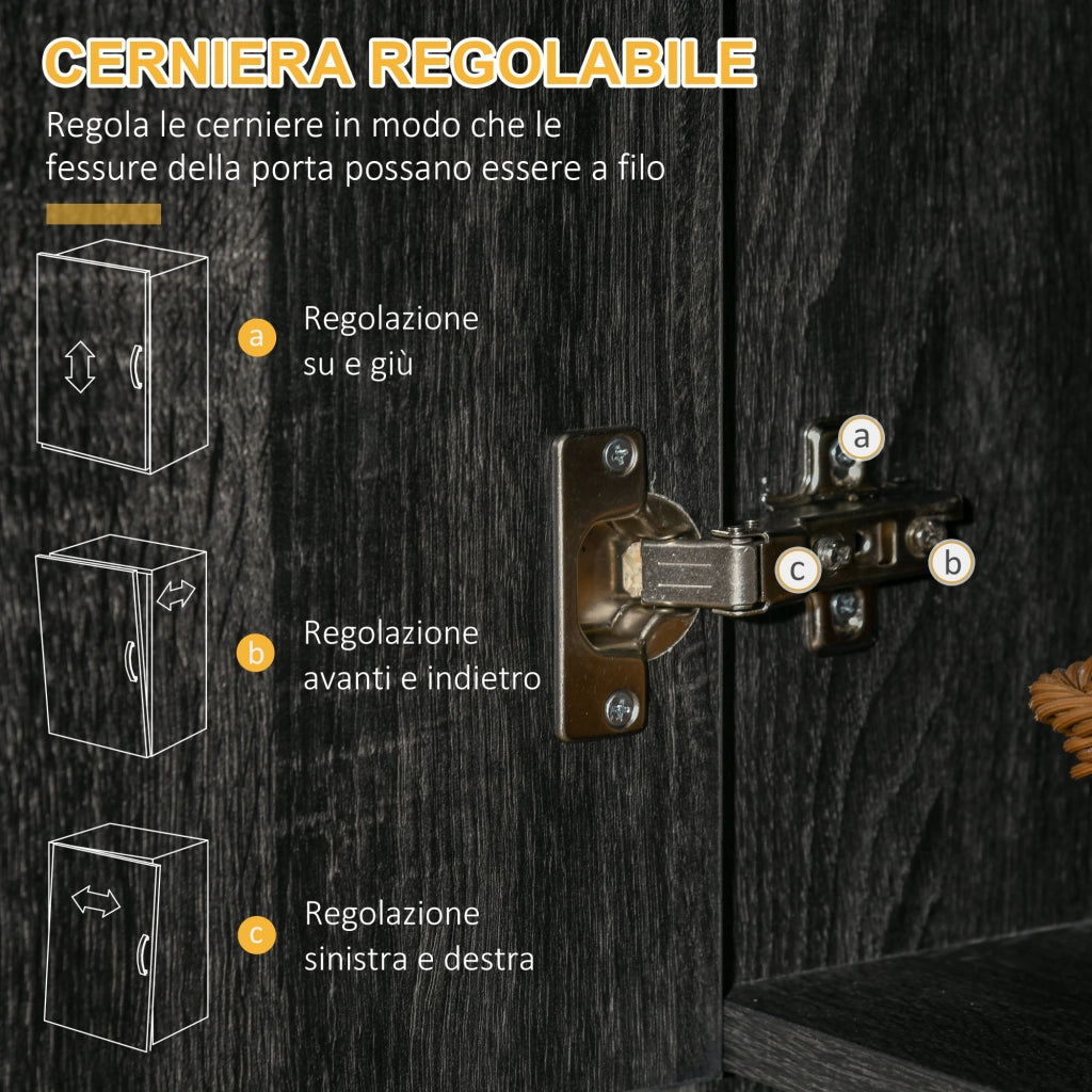Armadio Dispensa con Cassetti ¨C zephmum ¨C Nero Legno 101x39x180 cm