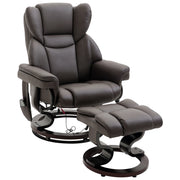 Poltrona Relax Massaggiante Reclinabile Girevole con Poggiapiedi ¨C Zephmum ¨C Marrone Similpelle