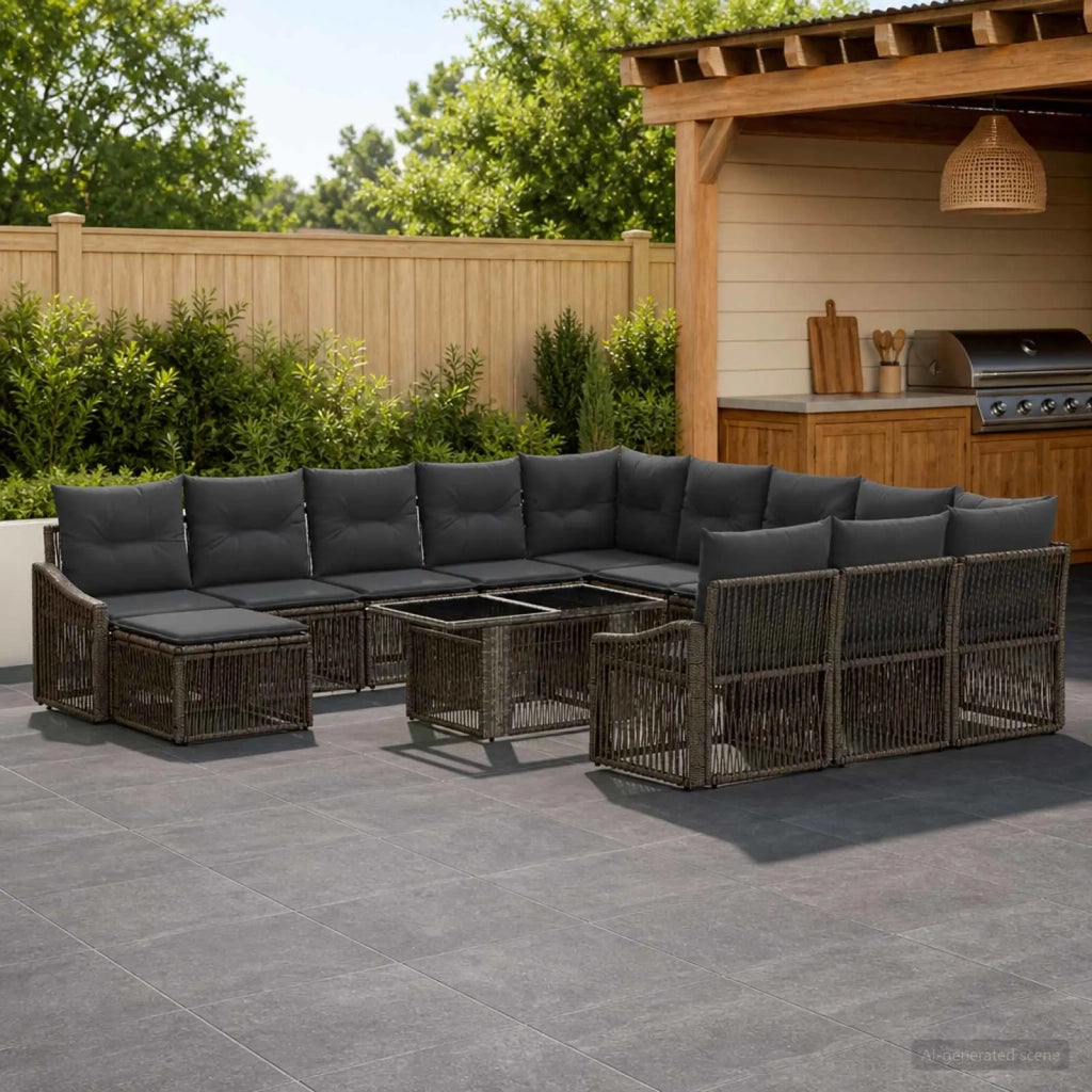 Set Divano da Giardino 13 pz Grigio e Grigio Scuro polyrattan 3437348