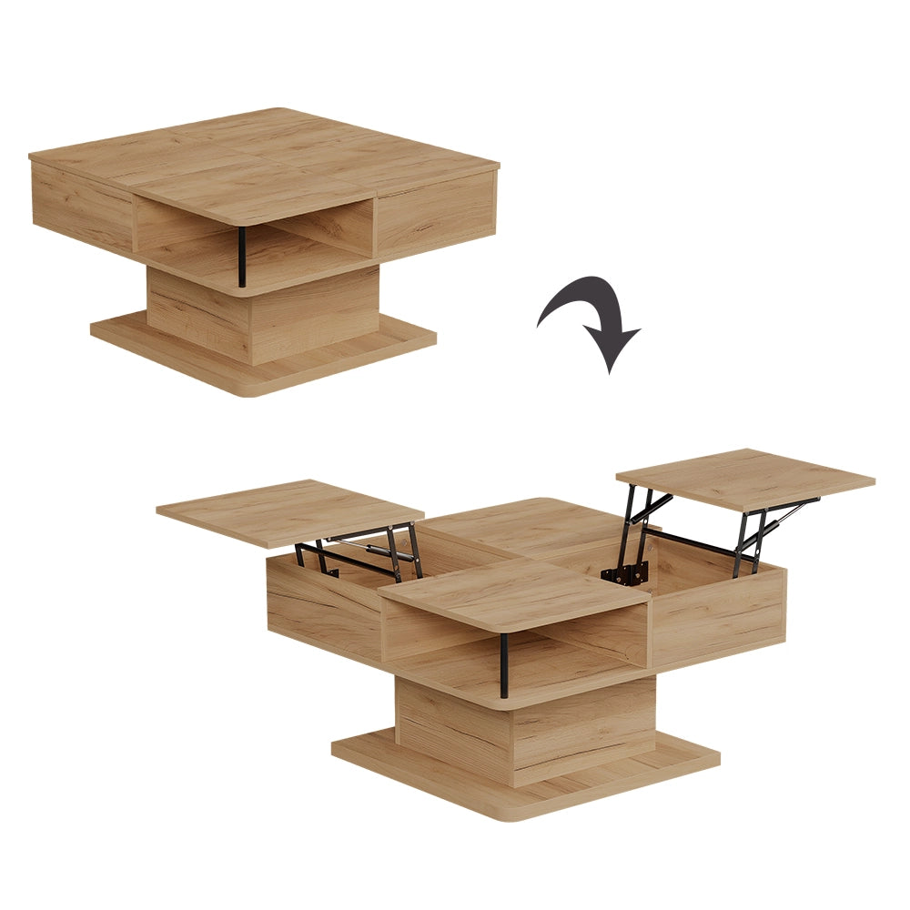 Vicco tavolino soggiorno Quercia dorata 80 x 45 cm con vani portaoggetti