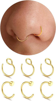 6 anelli in acciaio inossidabile per piercing orecchio, labbra e corpo - set di anelli per labbro e neusiera