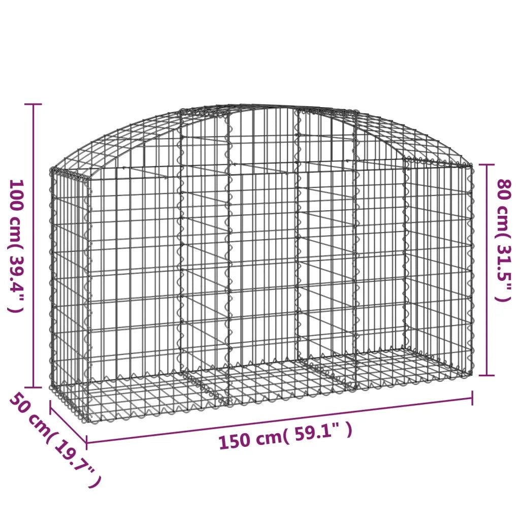 Cesto Gabbione ad Arco 150x50x80/100 cm Ferro Zincato 153454