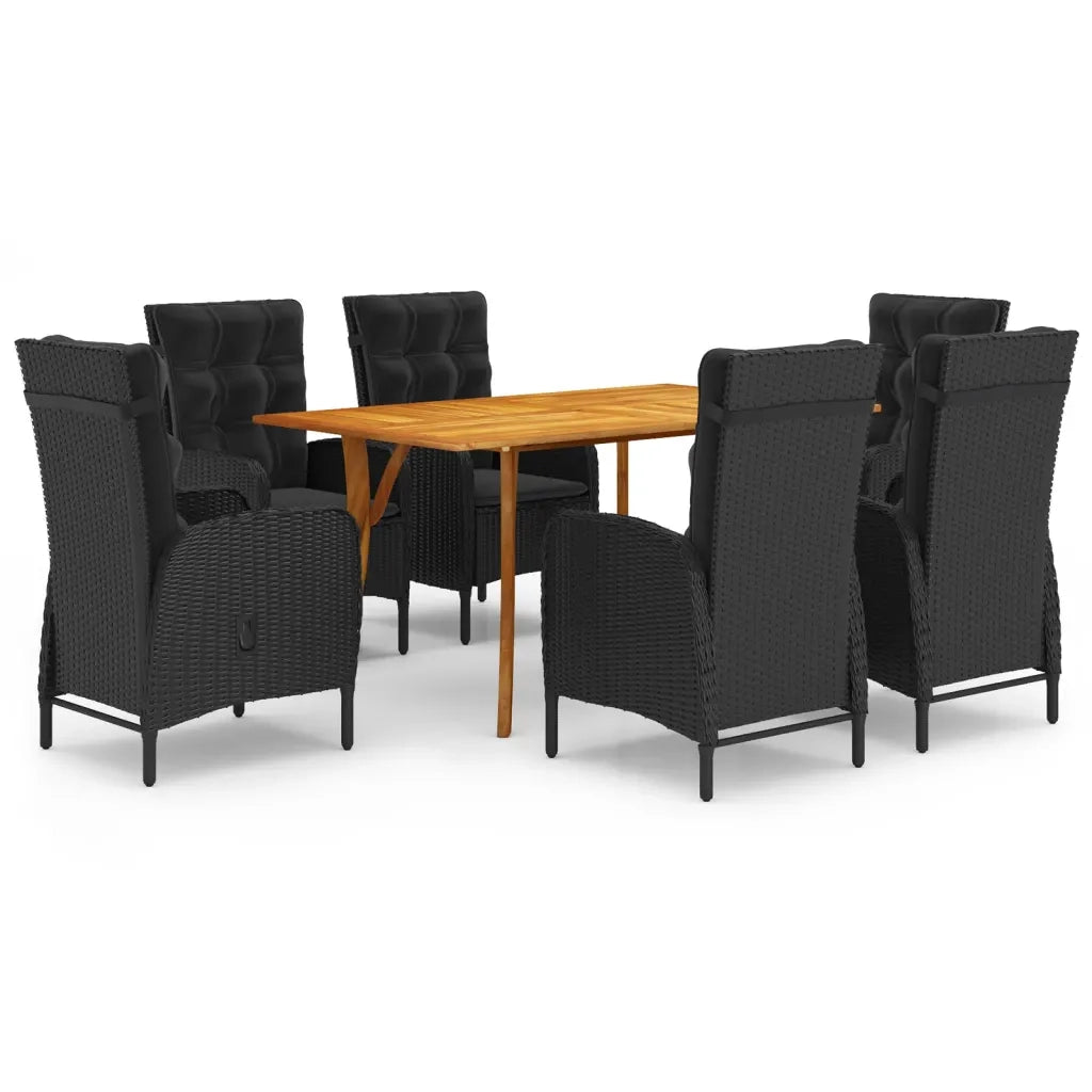 Set da Pranzo da Giardino 7 pz Nero 3072126