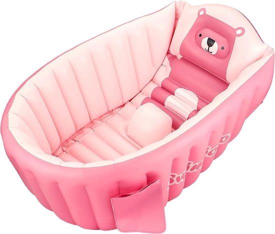 Bagnetto per neonati 0-36 mesi, gonfiabile e pieghevole con superficie antiscivolo morbida, adatto per bambini, nuovi nati e bambini in fasce, bagnetto pieghevole per bambini in età prescolare - rosa