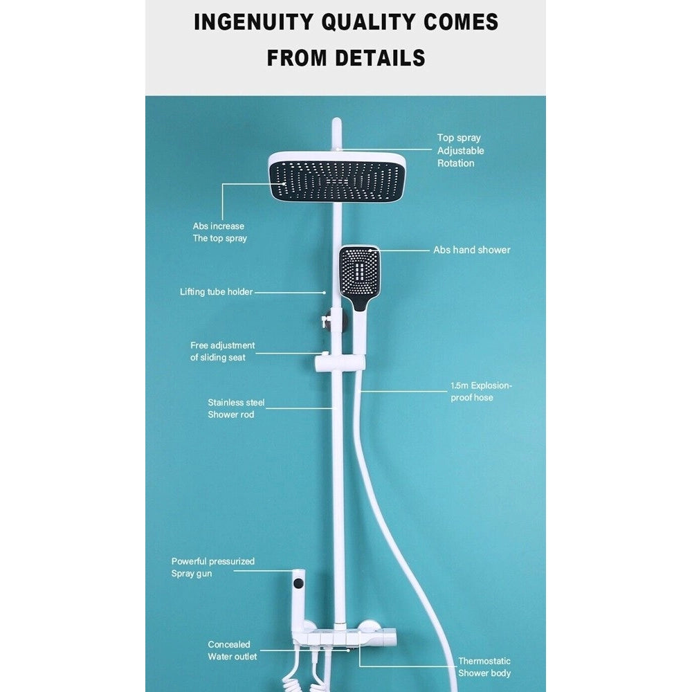 Trade Shop - Set Saliscendi Bagno Colonna Doccia Rubinetto Soffione Doccetta Bidet Bianco 87345 -