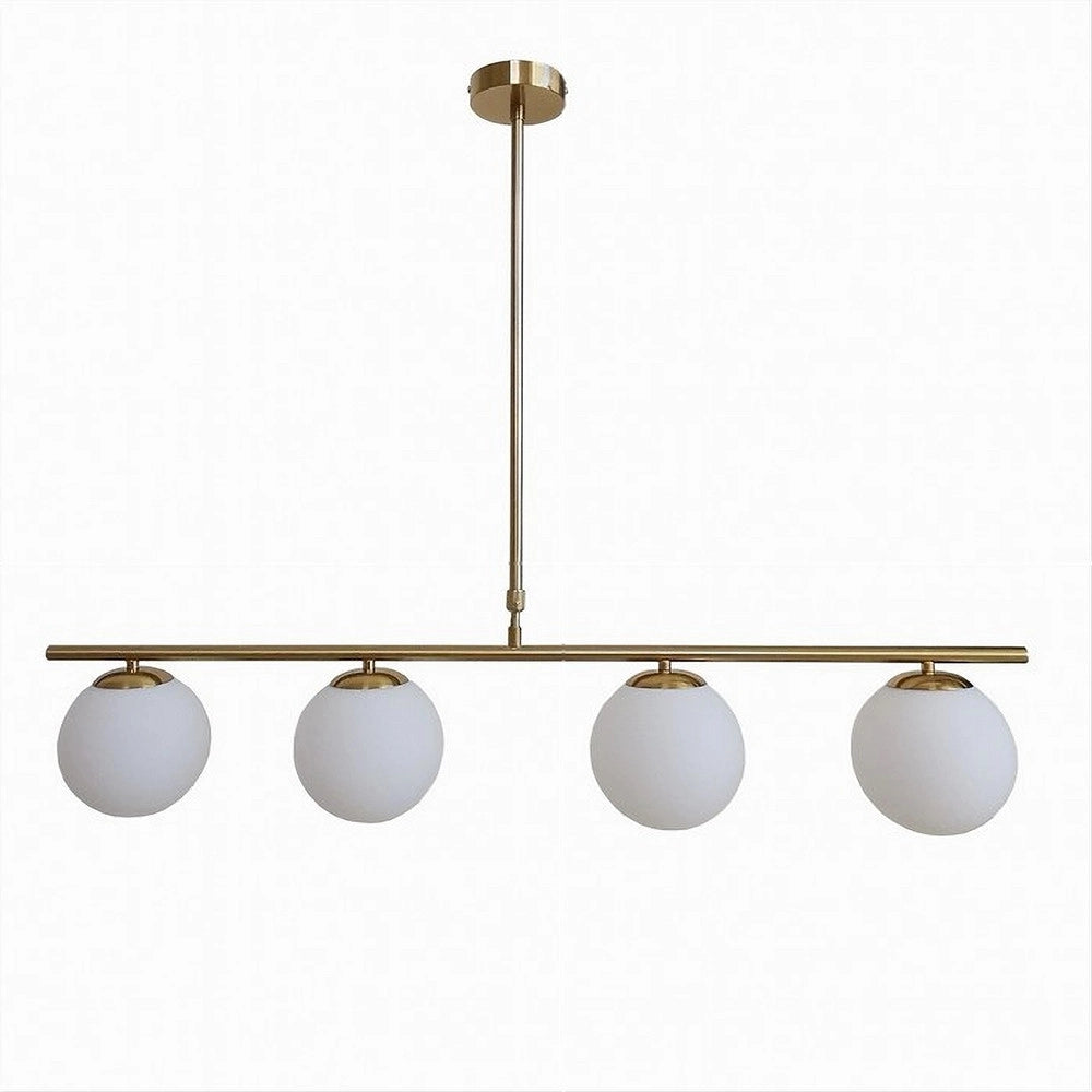 Trade Shop - Lampadario A Sospensione Oro Con 4 Sfere Bolle Bianche In Vetro Attacco G9 33917 -