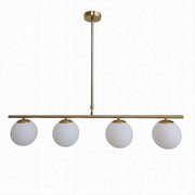 Trade Shop - Lampadario A Sospensione Oro Con 4 Sfere Bolle Bianche In Vetro Attacco G9 33917 -