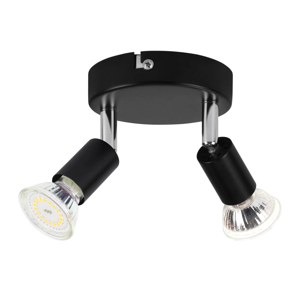 ZMH Faretto da soffitto LED neri 2 fiamme GU10 rotondi metallo girevoli 350° plafoniera