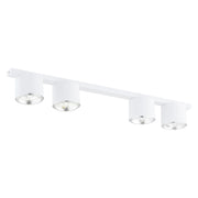Plafoniera Moderna 4 Luci Faretti Ptah In Acciaio Bianco