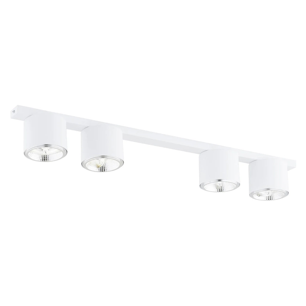 Plafoniera Moderna 4 Luci Faretti Ptah In Acciaio Bianco